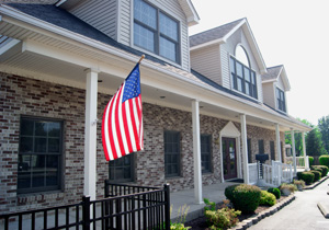 Community Link FCU Exterior with American Flag